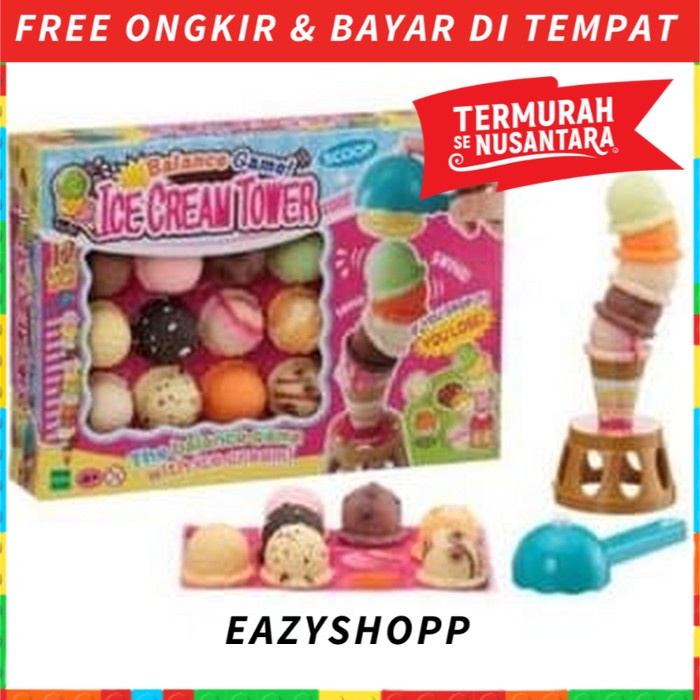 Mainan Anak Ice Cream Tower Susun Es Krim Es Kriman Jual Jualan Bermainan Edukasi Edukatif Kado Hadi