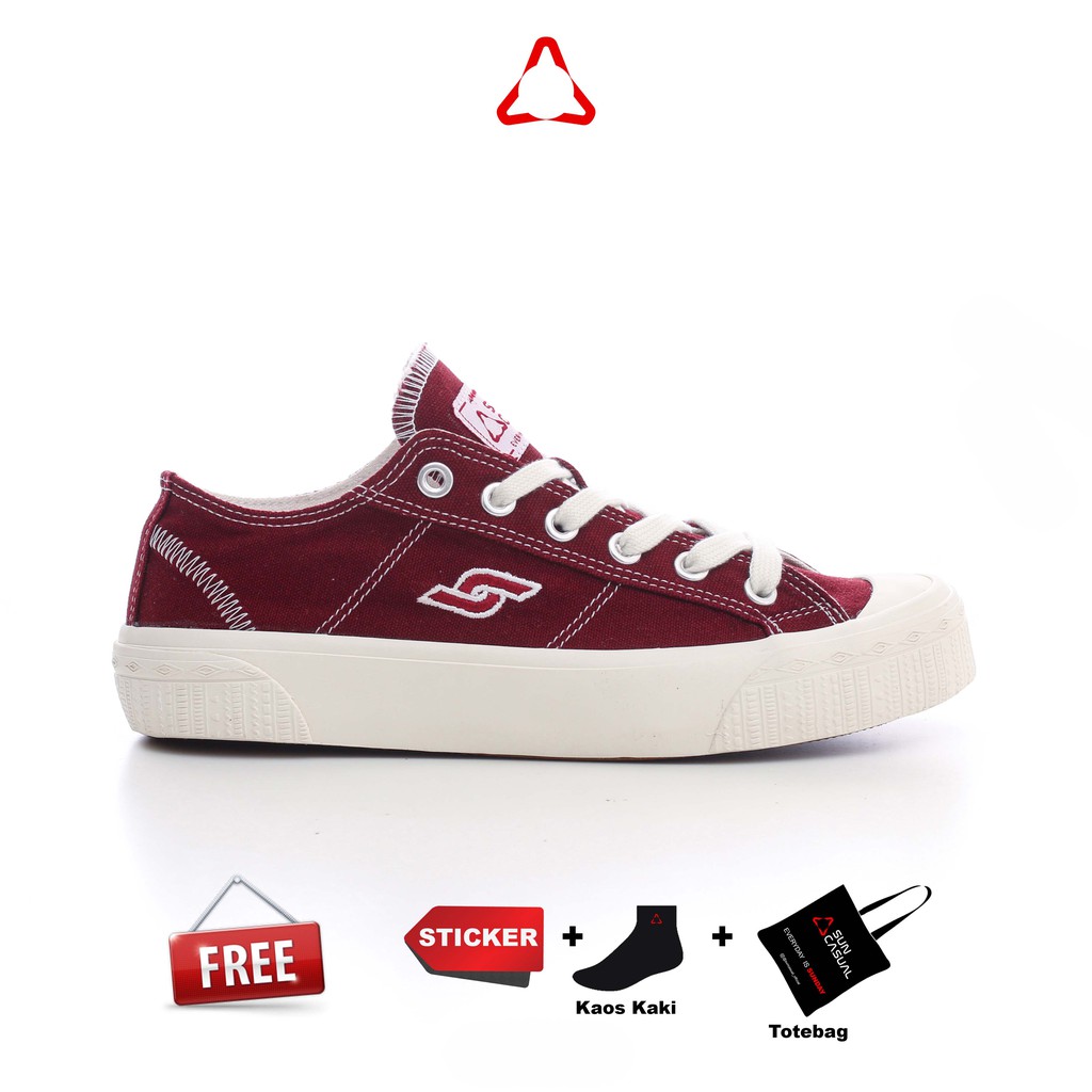 Sun Casual - Sepatu - Basic Low Canvas Maroon