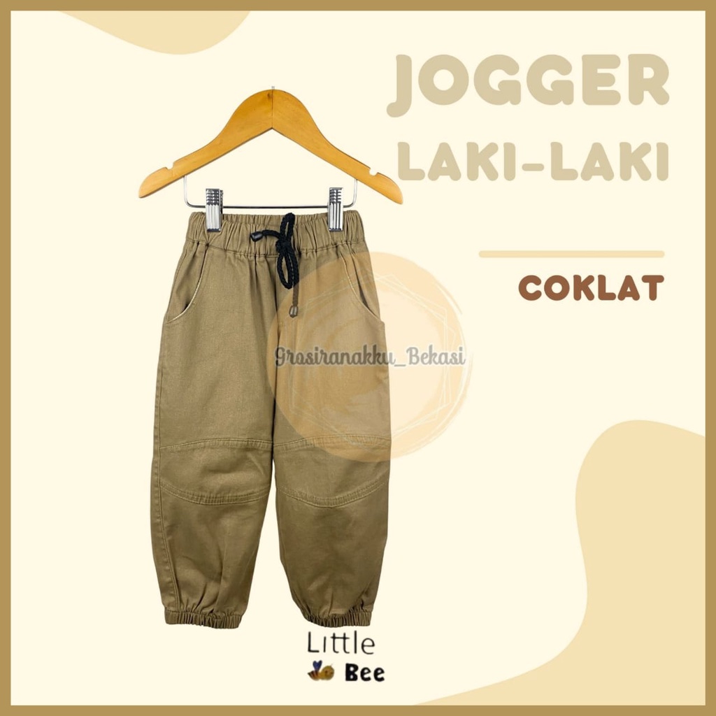 Celana Anak Jogger Laki-Laki Littlebee Warna Coklat size 1-5tahun