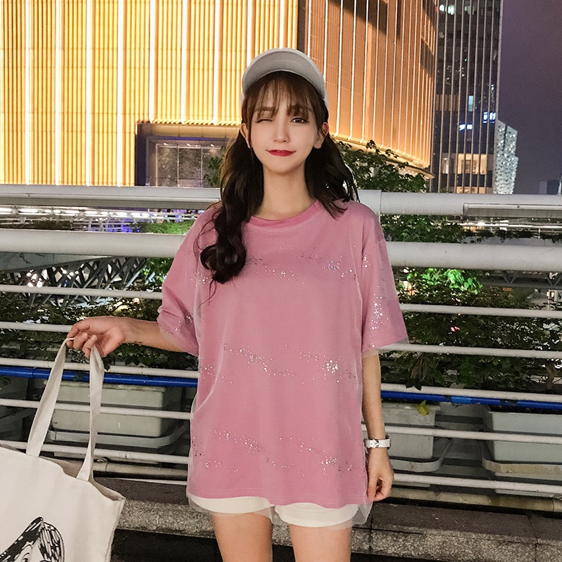 【SALE】Korean Short Sleeve Tilles T-Shirt Atasan Wanita 2248 (M/L)