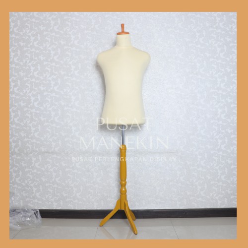 Manekin DM Pria Krem Kaki Kayu | Manekin DM Cowok Krem | Patung Baju Pria  | Patung Jas Pria