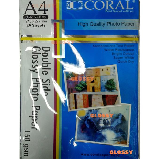 

Promo Murah !!! photo paper Coral 150gsm isi 100lembar Terbaru