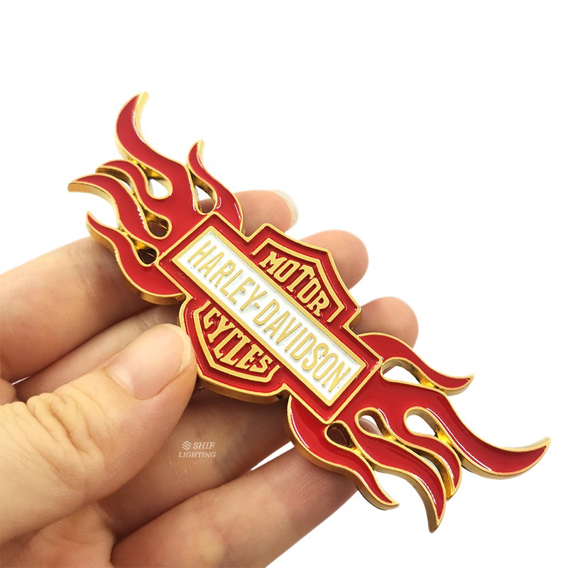 1 X Metal HARLEY DAVIDSON Motor Auto Bike Decorative Emblem Badge Sticker Decal Harley Fire