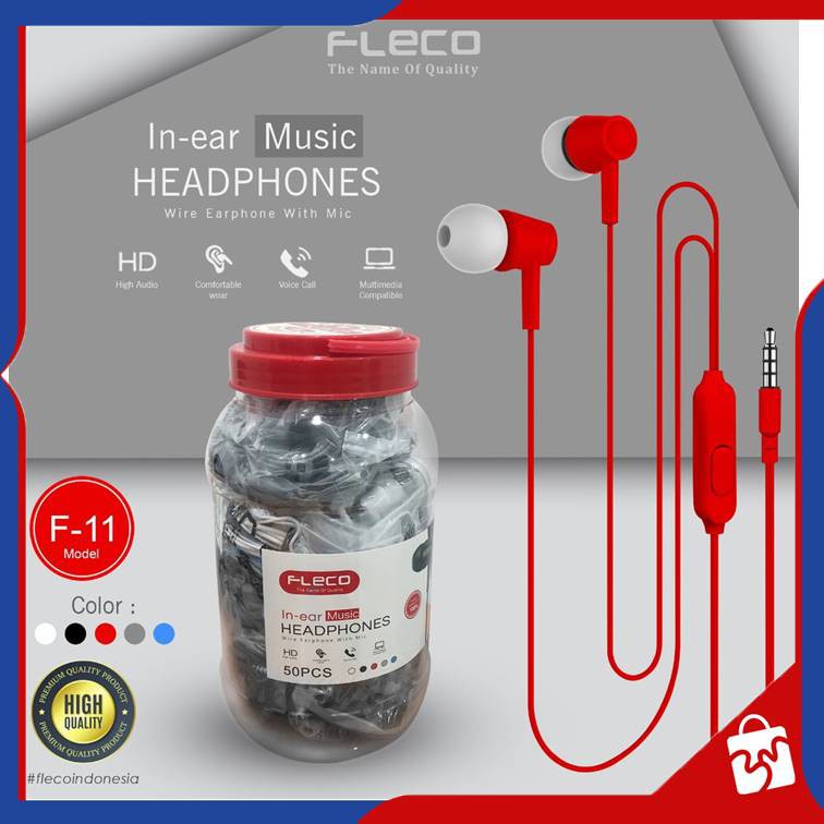 Handsfree Headset FLECO FL-11 Earphone Super bass Premium Quality [retail / bijian]