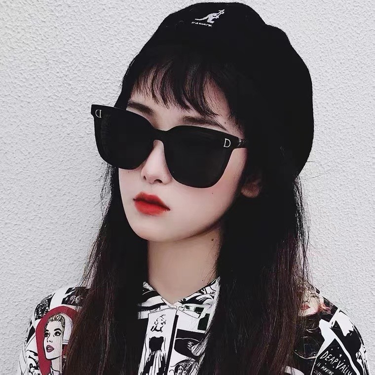 INS Fashion Oversized Square Kacamata Hitam Korea Wanita Kaca Mata Fashion Oversized Sunglasses