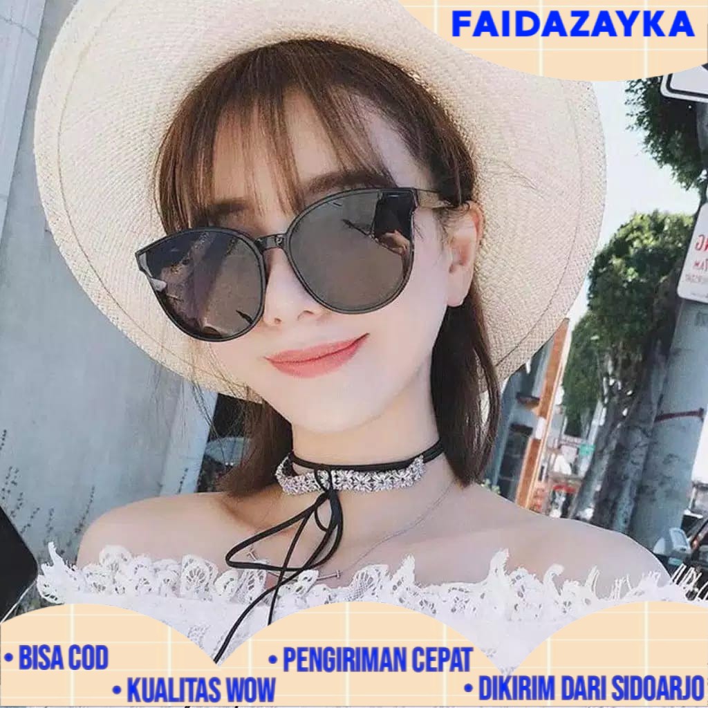 ZAYKA== Kacamata Korean Design Retro Mata Kucing Hitam Wanita Pria Sunglasses Uv 400 Protction