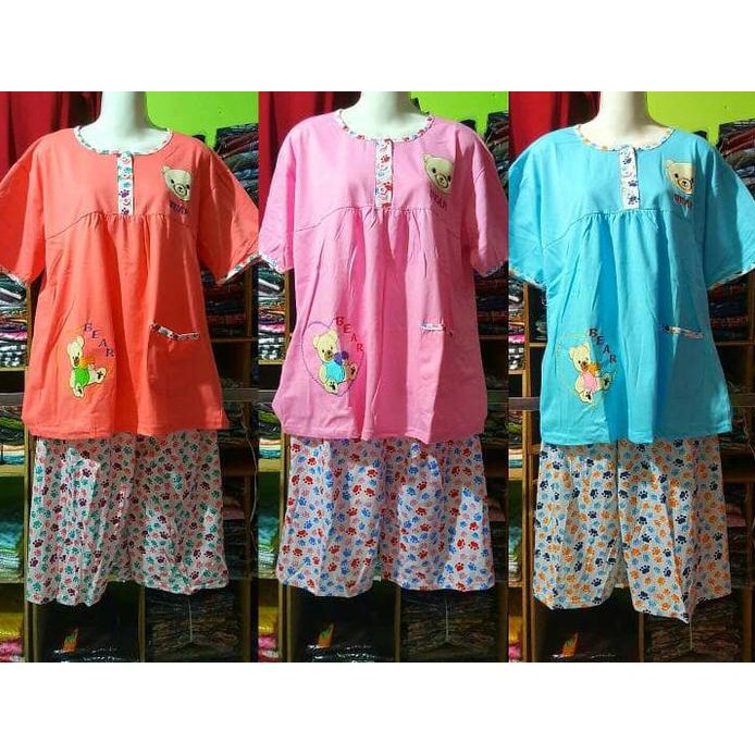 Baju Tidur Kaos Dewasa Jumbo 3/4 / Stelan Tidur Jumbo Xxl