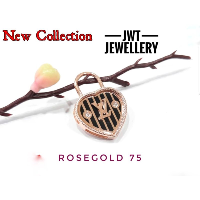 LIONTIN EMAS HATI LOVE GEMBOK LV BLACK MDL ITALY