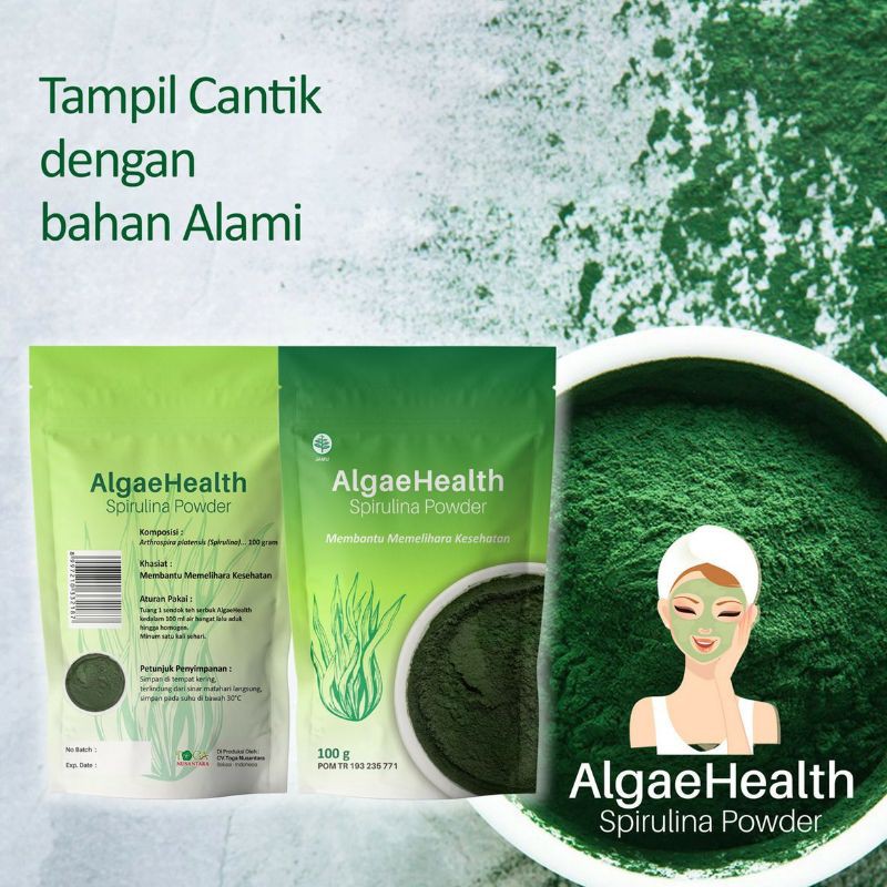 

ALGAEHEALTH| SPIRULINA MURNI | MASKER WAJAH