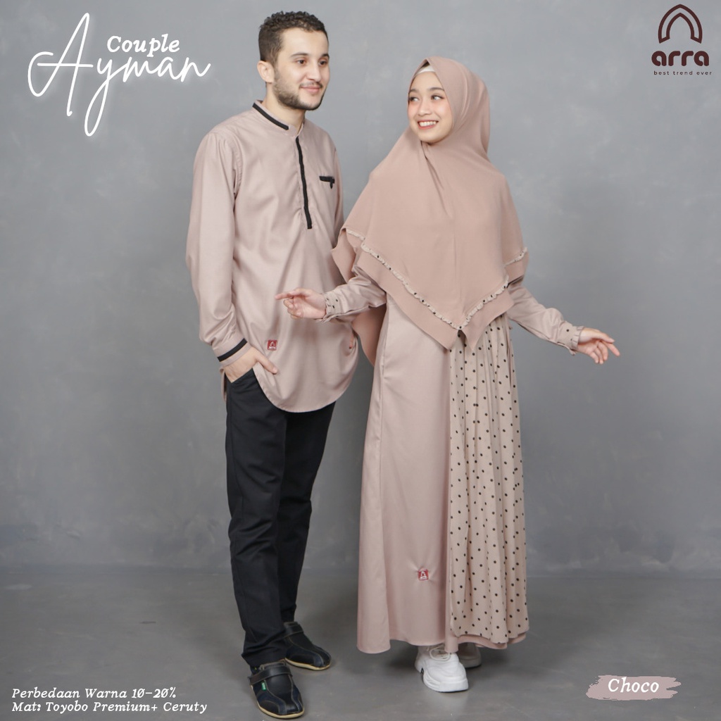 Arra Sarimbit Keluarga Gamis Ayah Ibu Anak Series Ayman Warna Choco Original Premium Baju Couple Busana Muslim Kondangan kapel Sarimbit Keluarga Muslim Terbaru 2022 Baju Gamis Wanita Kekinian Jumbo