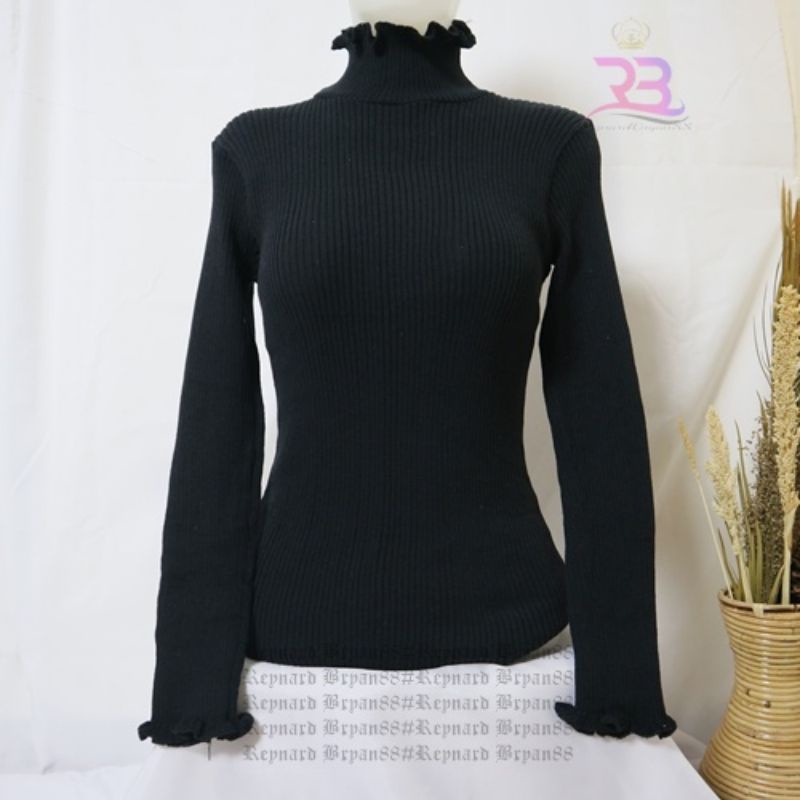 Sweater Wanita Lengan Panjang Model Kerah Tinggi Slim OOTD Viral Terkini Cod