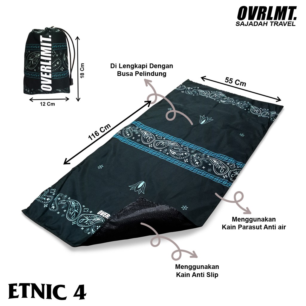 Sajadah Travel Overlimit Etnic 4 Sajadah Lipat Portable Anti Air | Anti Geser | Anti Covid - Motif Modern