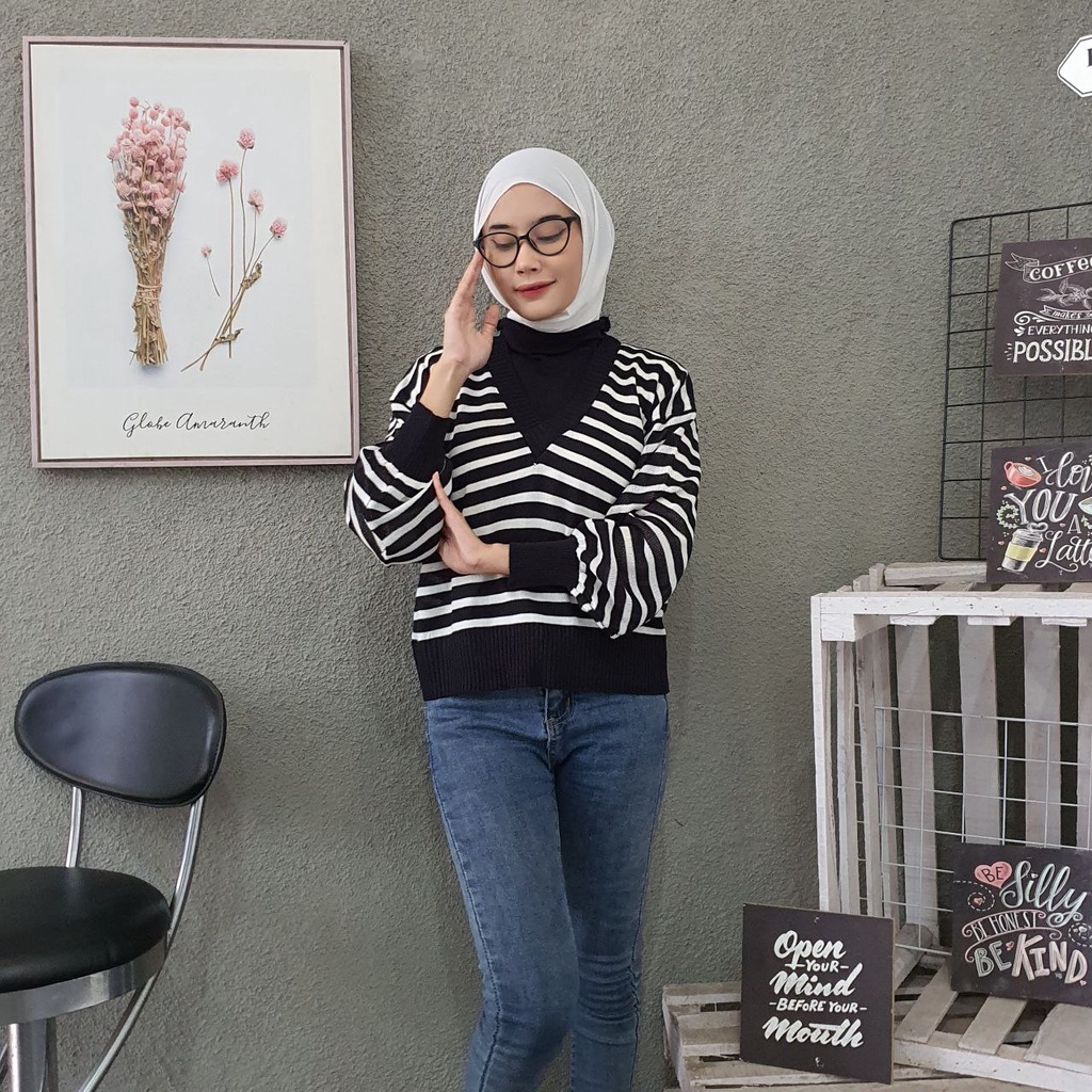 [ COD PROMO ] SWEATER V MIX LONG NECK RAJUT / BLOUSE RAJUT / SWEATER BAHAN RAJUT / OUTWEAR KEKINIAN /ATASAN WANITA TERBARU / RAJUT MURAH / OOTD HIJAB / OOTD REMAJA KEKINIAN / BLOUSE RAJUT KOREAN STYLE / SWEATER KOREAN STYLE