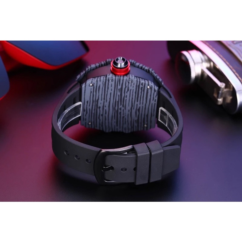 Jam Tangan Pria Mechanical Automatic Homage RM Black List Red Paulareis Original