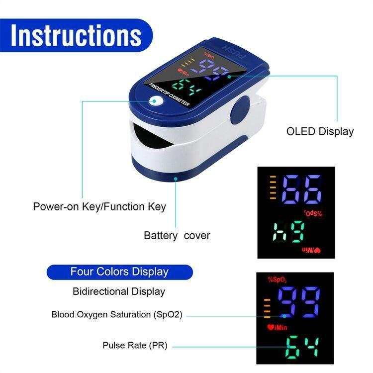 HK-Oxymeter Fingertip Pulse Oximeter Alat Pengukur Saturasi Kadar Oksigen LCD Full Color