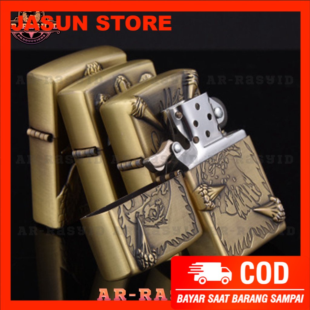 BISA COD! Korek Api Zippo Roda Api Minyak Jiantai Motif Cakar JT-6055