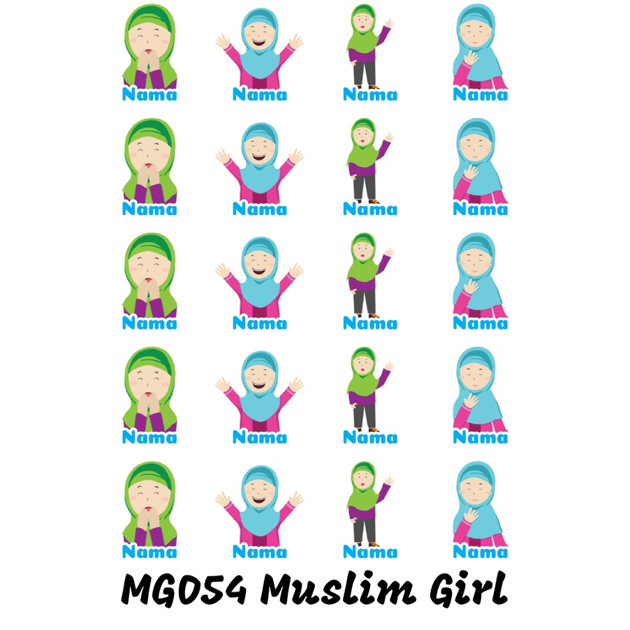 

Sticker Nama Cutting Label Waterproof Tahan Air Muslim Girl 54 (MG054)