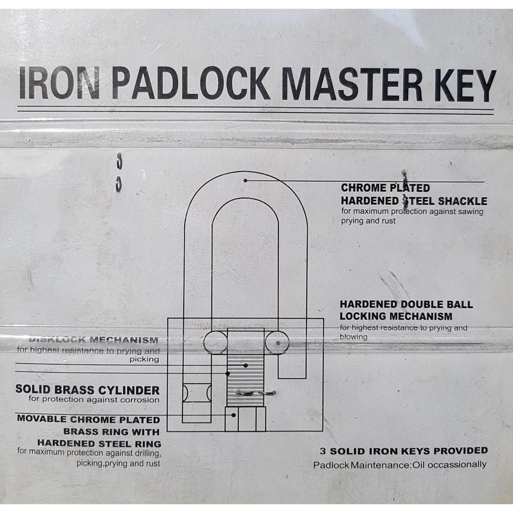 Gembok Putih Master Key ATS uk 50mm isi 3pcs / Iron Padlock 50 mm set 3 pc BR503 Pagar Rumah Toko