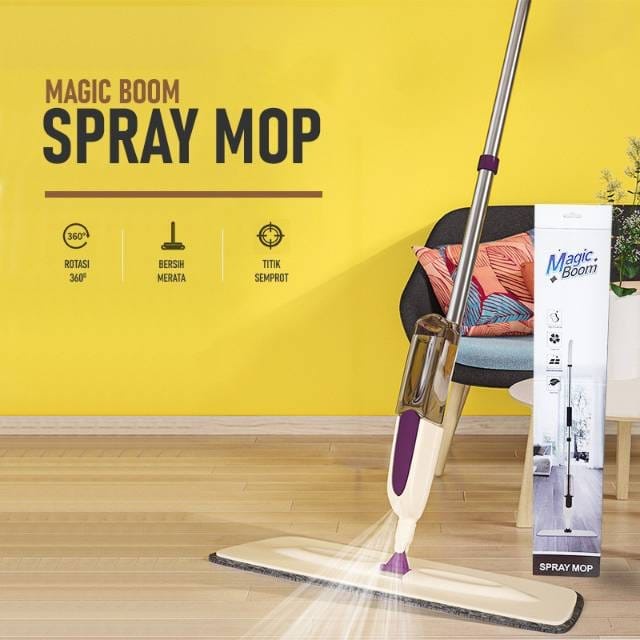 Water Spray Mop Alat Sapu Pel Lantai Semprot Otomatis Washable Microfiber