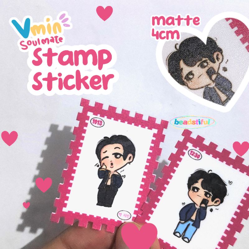

Vmin taehyung jimin soulmate mini stamp stiker perangko fanmade bts by beadstiful