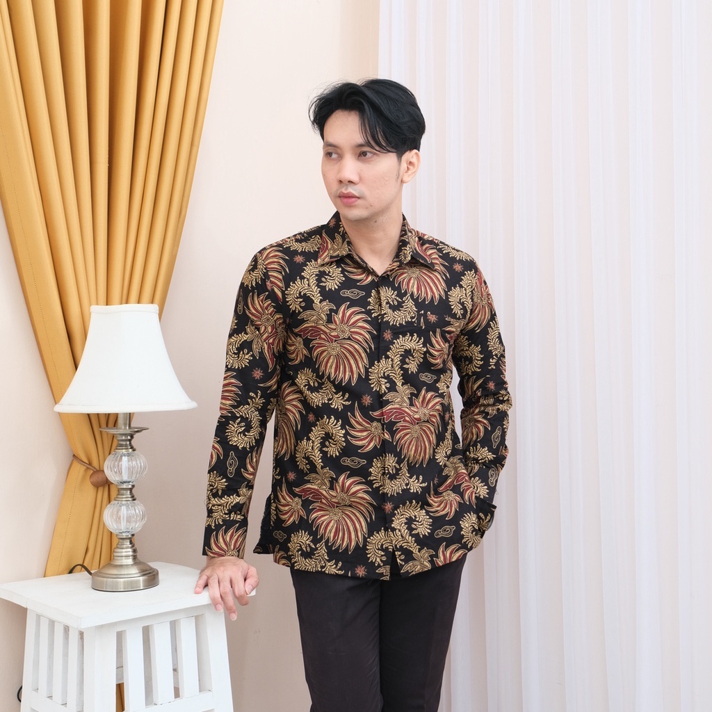 [LIMITED] Baju Kemeja Batik Pria/Laki Laki Lengan Panjang Slim Fit Modern Furing/Puring BATIK ALUNA ASD-013