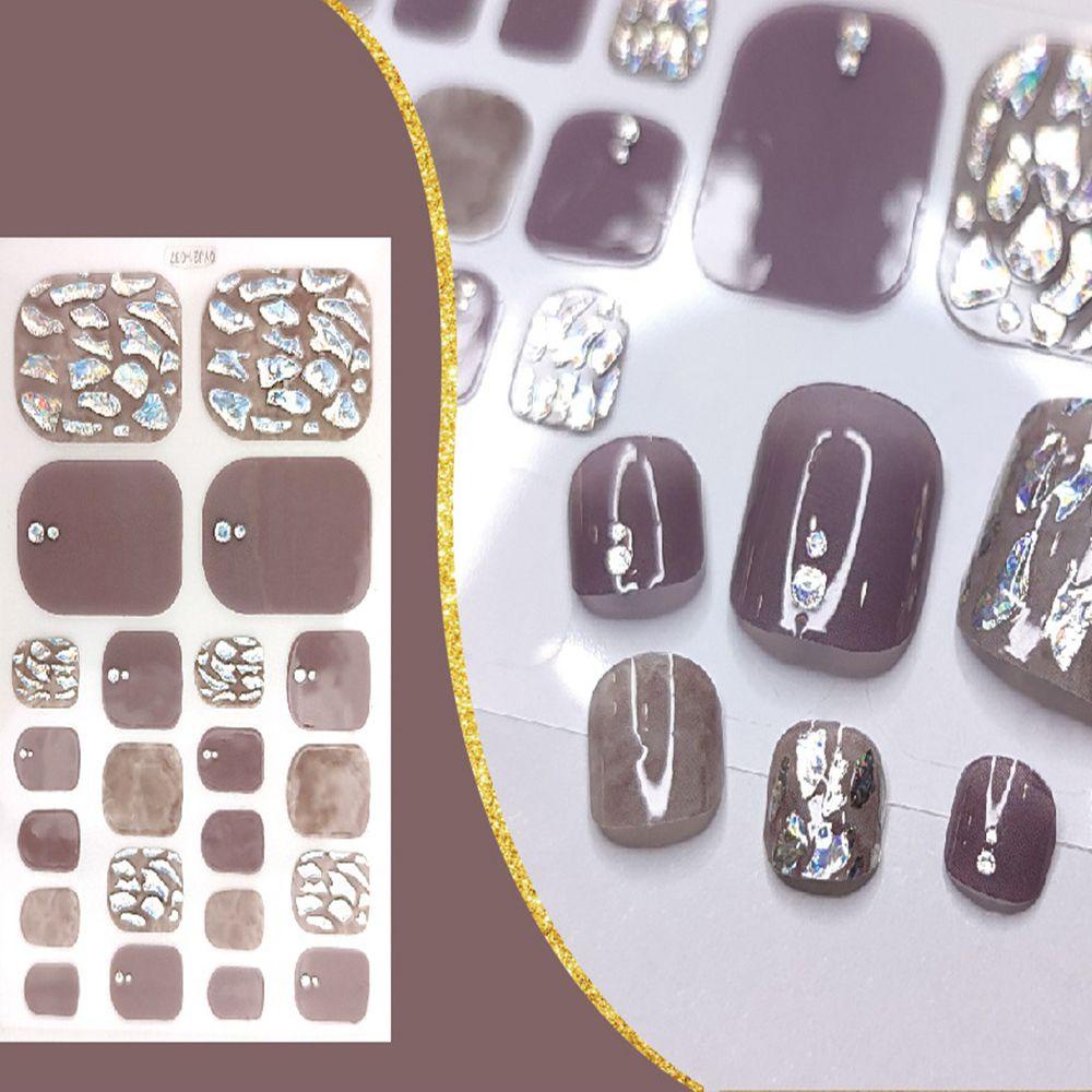 MXBEAUTY Self-adhesive Toe Nail Stiker Wanita Laser Toe Dekorasi Tow Art Sliders Nail Art Watermarks Toe Nail Stickers