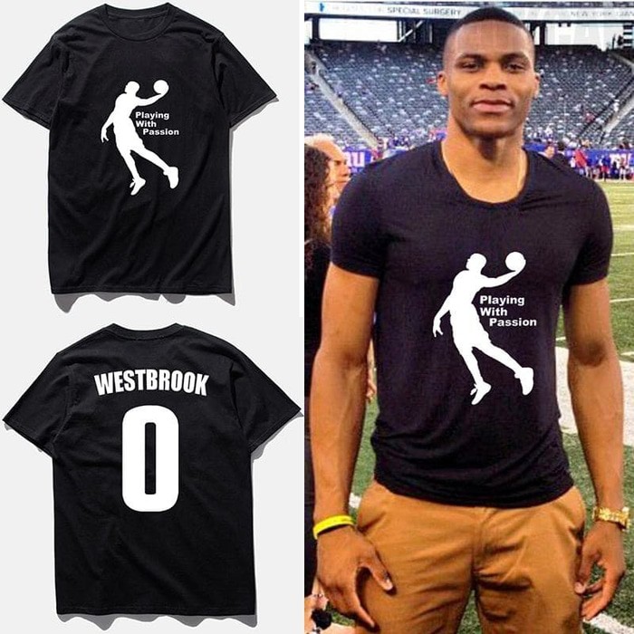 Kaos Tshirt Baju Combed 30S Distro Playing With Passion Westbrook OKC