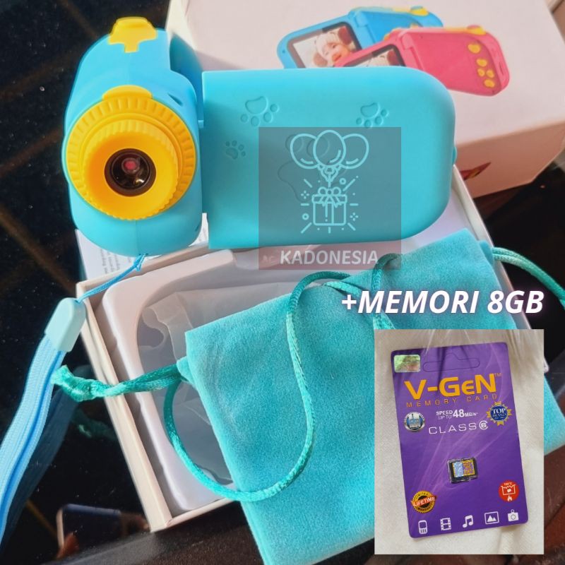 Kamera Anak HandyCam / HandyCamera LCD Besar-BIRU + SD CARD 8GB