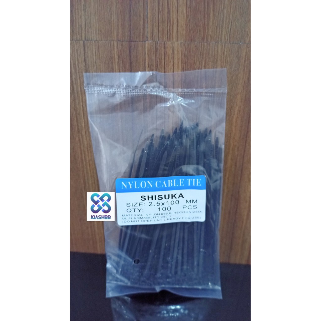 Kabel Ties shisuka 2.5x100mm (10cm) isi 100bh - putih / hitam, Cable Tie/ Pengikat Kabel/ Dasi Kable