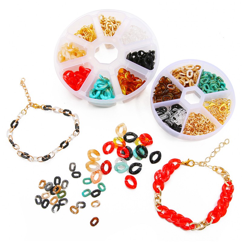 1 Set/Box Multi Color Acrylic Twisted Chains Assembled Parts Beads Diy Jewelry Findings Accessories