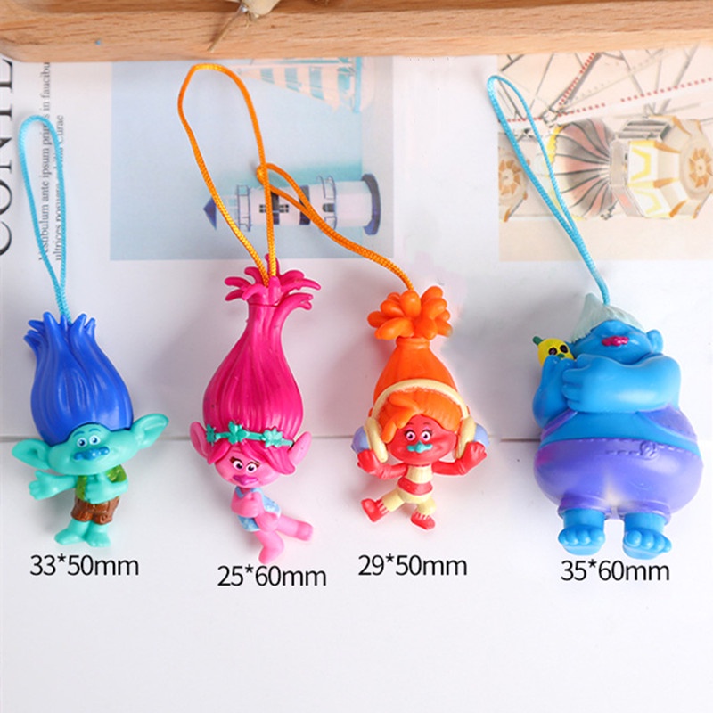 5pcs / set Gantungan Kunci Bentuk Boneka Trolls Bahan PVC