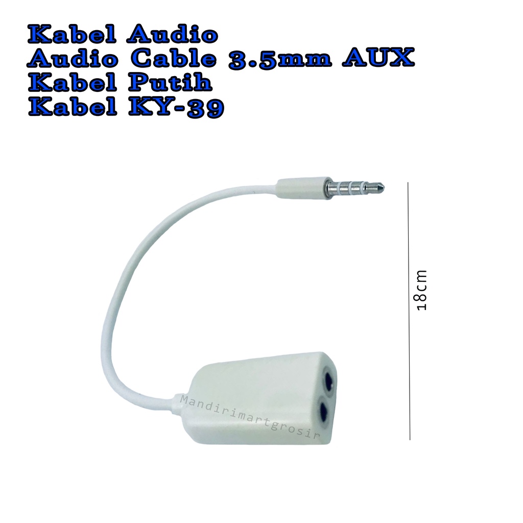 Audio Cable 3.5mm AUX *Kabel Audio * Kabel Putih * Kabel KY-39