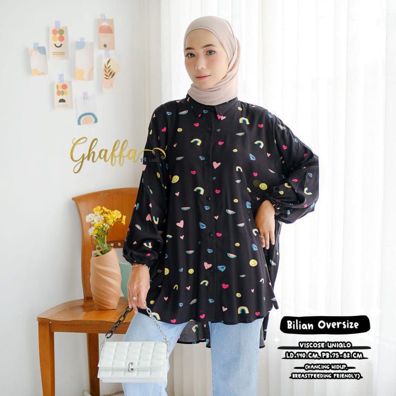 BILIAN BLOUSE BY GHAFFA THE LABEL / BLOUSE MOTIF WANITA MUSLIMAH / rayon viscose adem