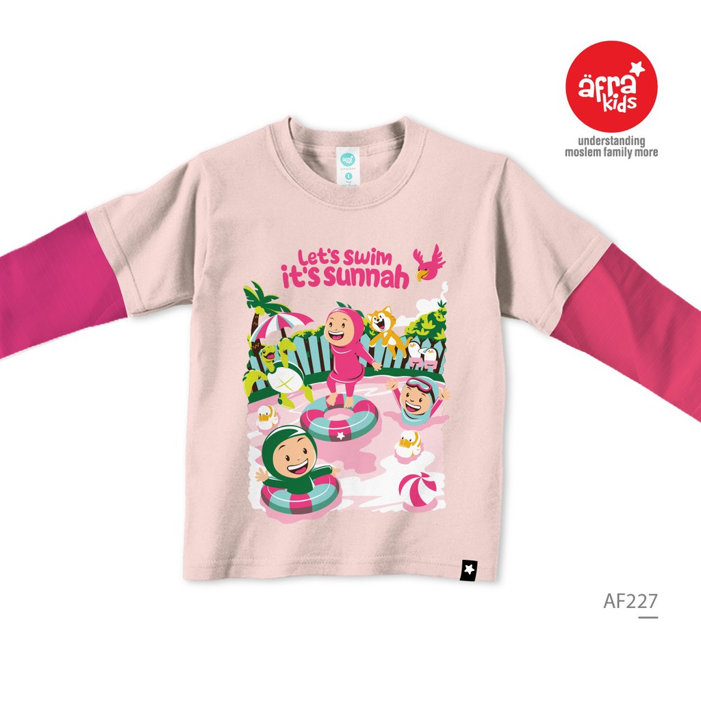 Afrakids AF227 Baju  Kaos Anak  Muslim Lengan Panjang 