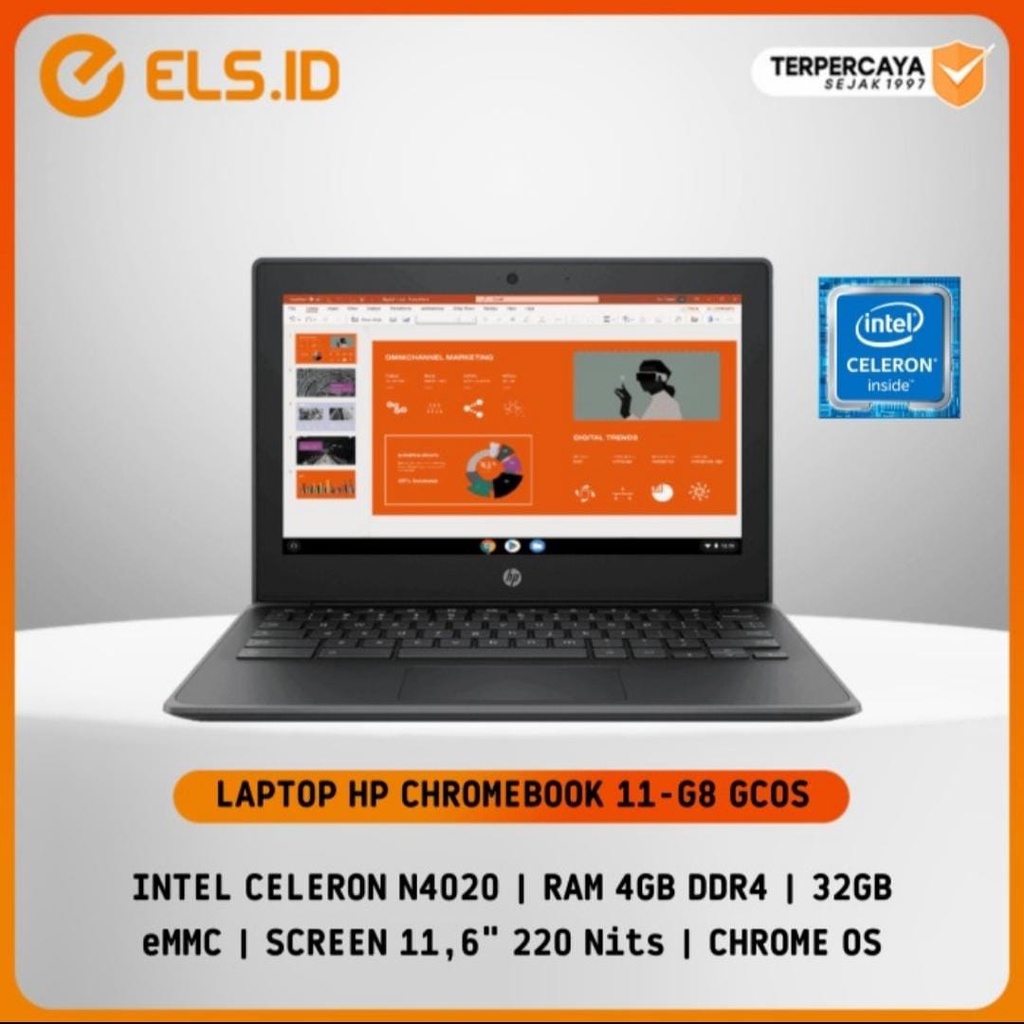 HP Chromebook 11-G8 GC0S - Grey [Celeron N4020-4GB-eMMC 160GB]