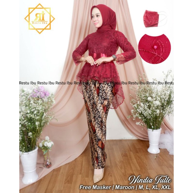 setelan kebaya aurora tulle mutiara/kebaya wisuda/kebaya kartini/kebaya terbaru/kebaya murah/kebaya