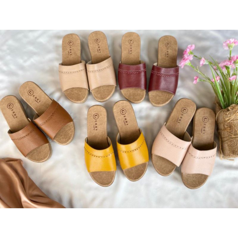 Luigi Leather - Selop Wanita Lofers Kulit Asli Hak (5cm)