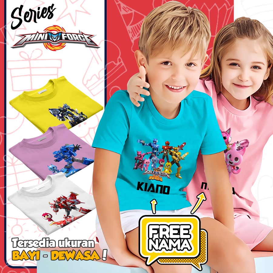 Baju Kaos ANAK DAN DEWASA MINIFORCE COUPLE (FREE NAMA)