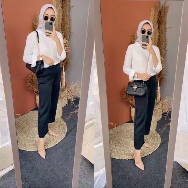 kulot scuba HW putih dan hitam premium tebal tidak nerawang Ready siap kirim