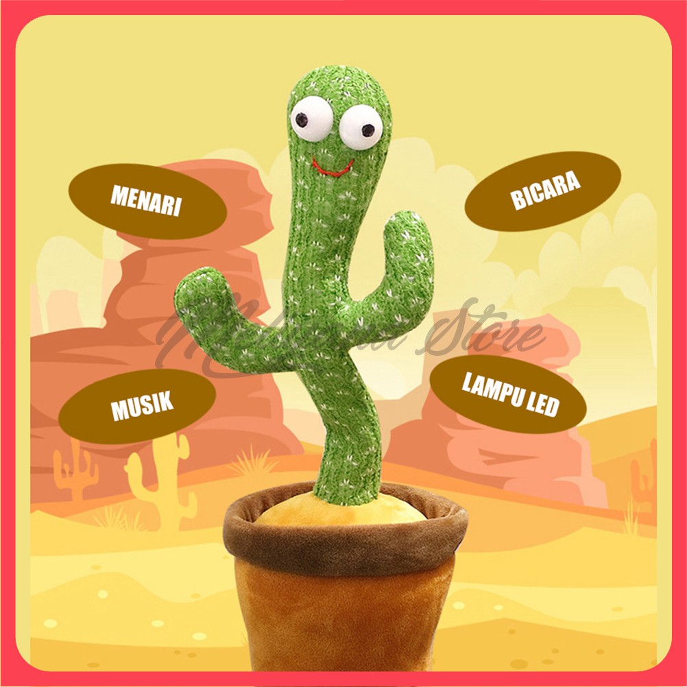 Dancing Cactus Boneka Kaktus Bicara Menari Lampu LED Musik