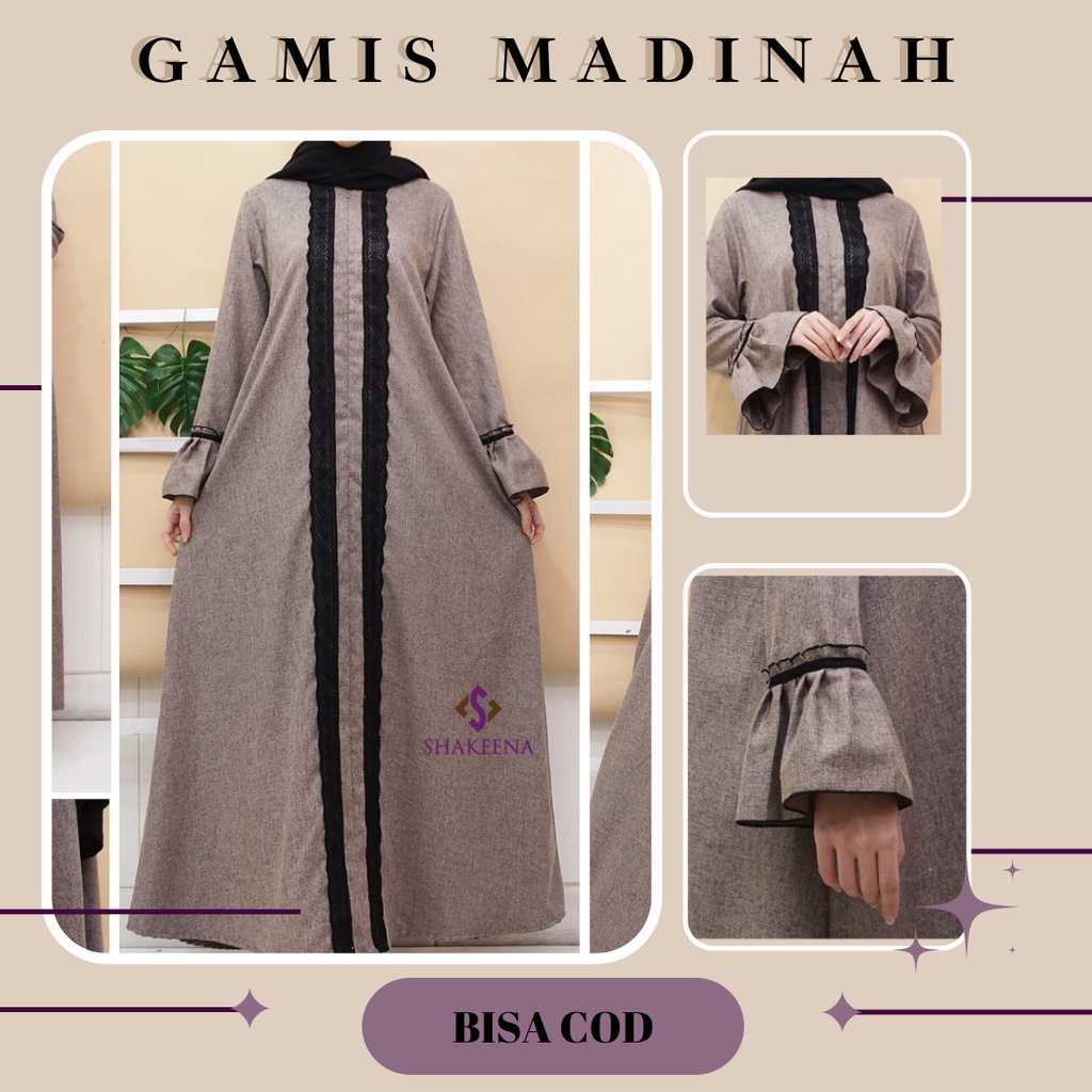 Shakeena Gamis Abaya Katun madinah Renda bahan adem