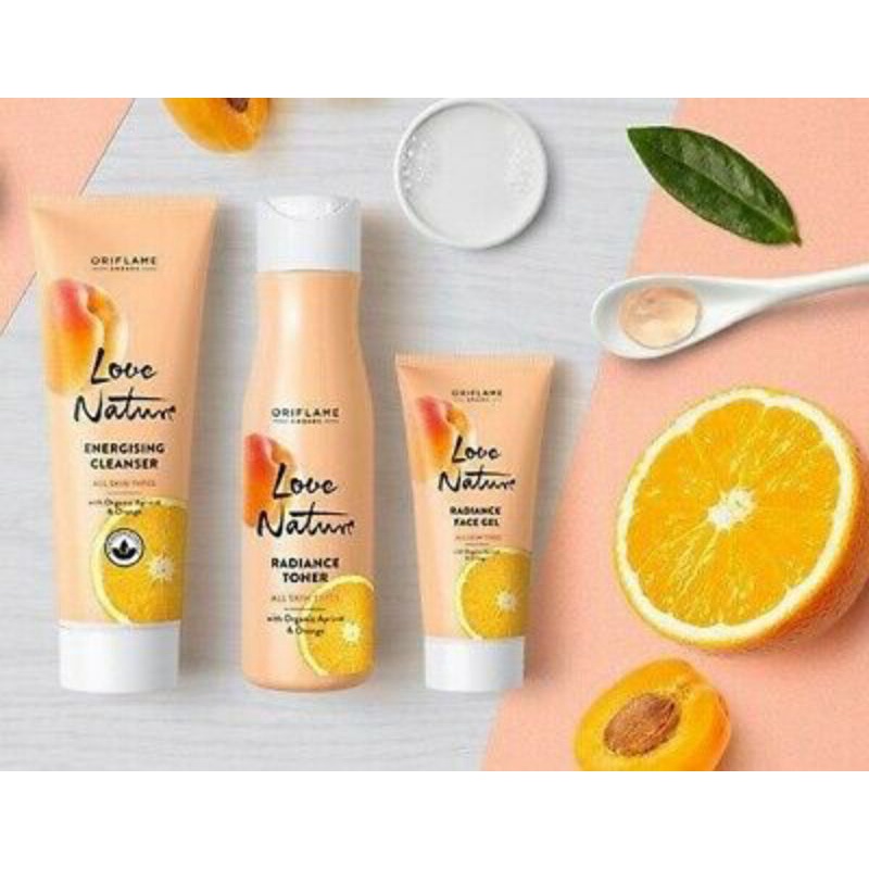 Love Nature Radiance Toner/ Face Gel/ Cleanser With Organic Apricot &amp; Orange