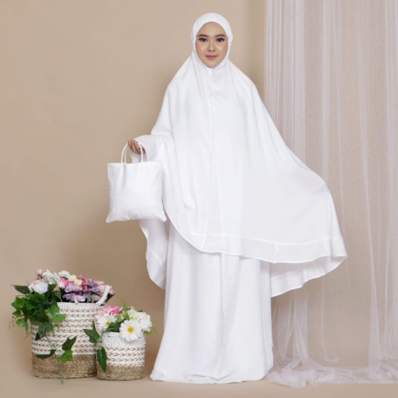 Mukena Rayon Putih Polos Dewasa Original Bonus Tas Bisa COD Mukena Pondok Mukena Polos Mukena Setelan Mukena Putih Mukena