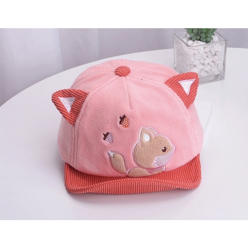Topi Baseball Anak Bayi Squirrel Untuk Anak Laki Laki Anak  / Baby Baseball Hat-Pink muda