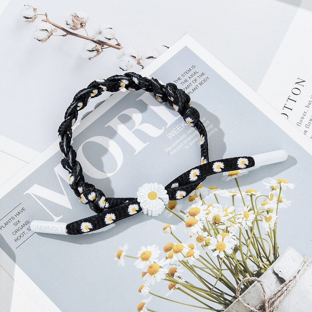 OVERFLOWS.ID Jam Tangan Analog Wanita Model Bulat Bunga Jam Analog Daisy Hitam Import Murah-3