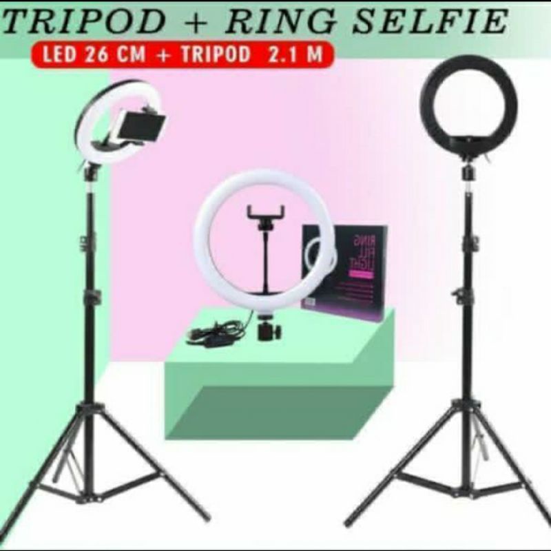 Ring light ringlight 26cm plus tripod stand 2m streaming selfie vlogging studio foto