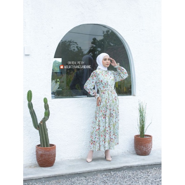 [SOMILA.ID] DRESS PLISKET CHIFFON CERUTTY FULL FURING RUFFLE NECK