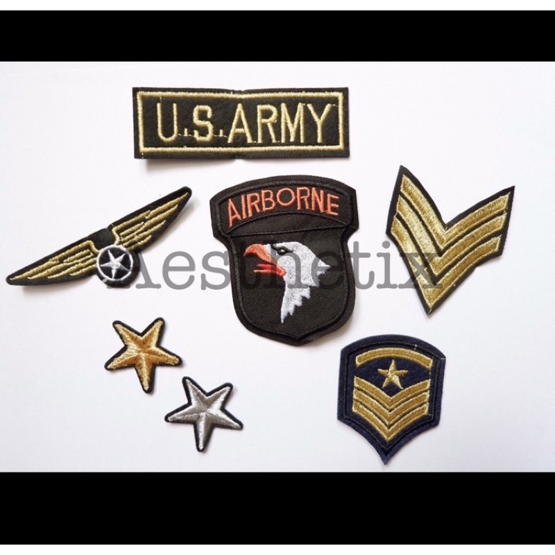 Army / Military Militer Badge Rank Patch Bordir / Patches / Emblem Tempelan Baju Sticker