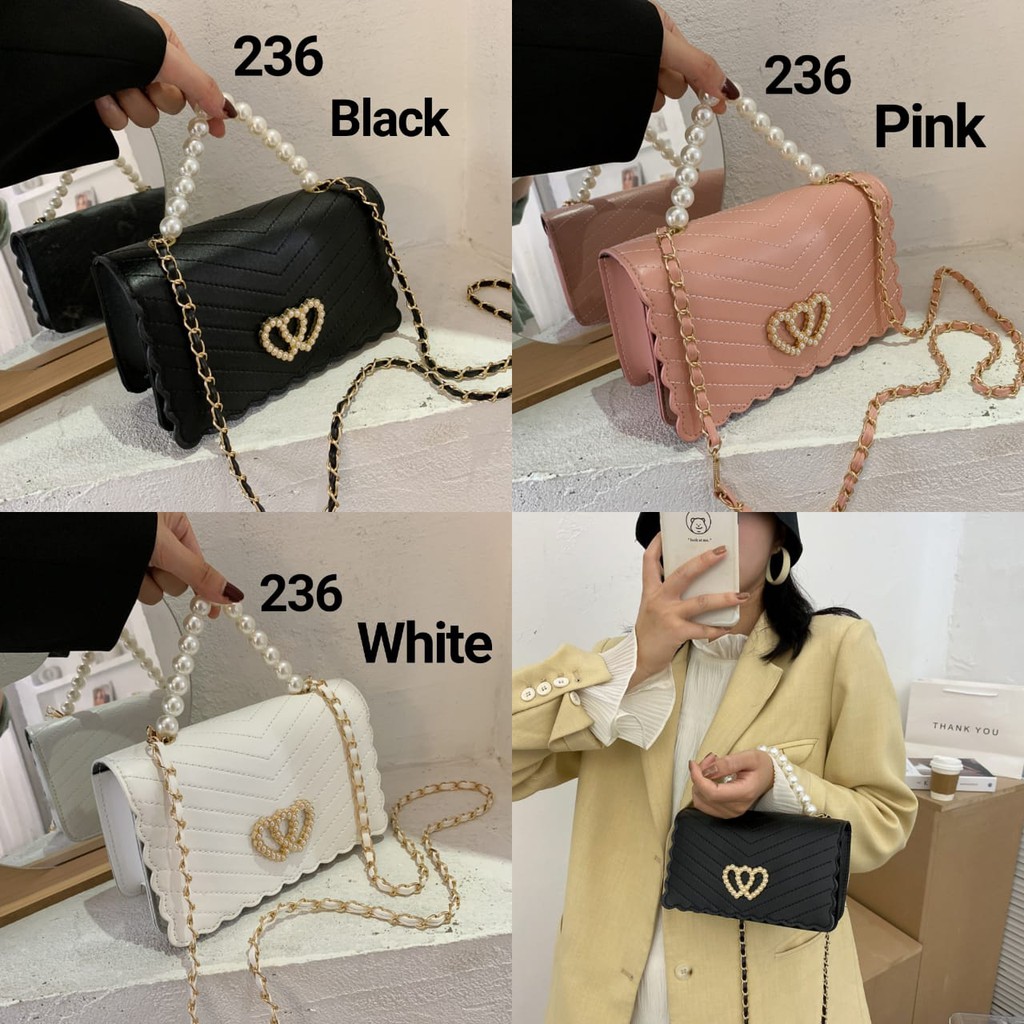 TAS SELEMPANG LOVE WITH MUTIARA HANDLE ~ 236 ~ (SALE)