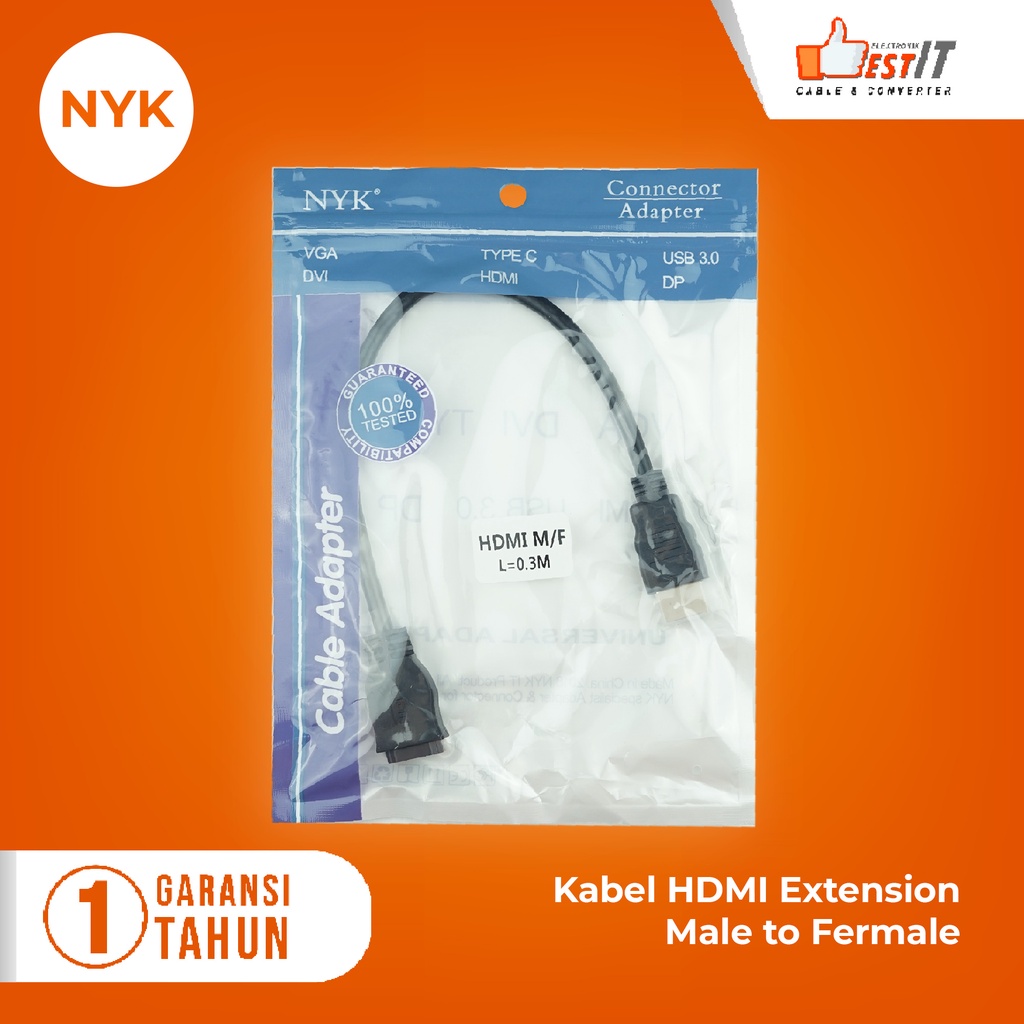 Kabel HDMI Extension Extender HDMI Perpanjang Male To Female 30cm NYK